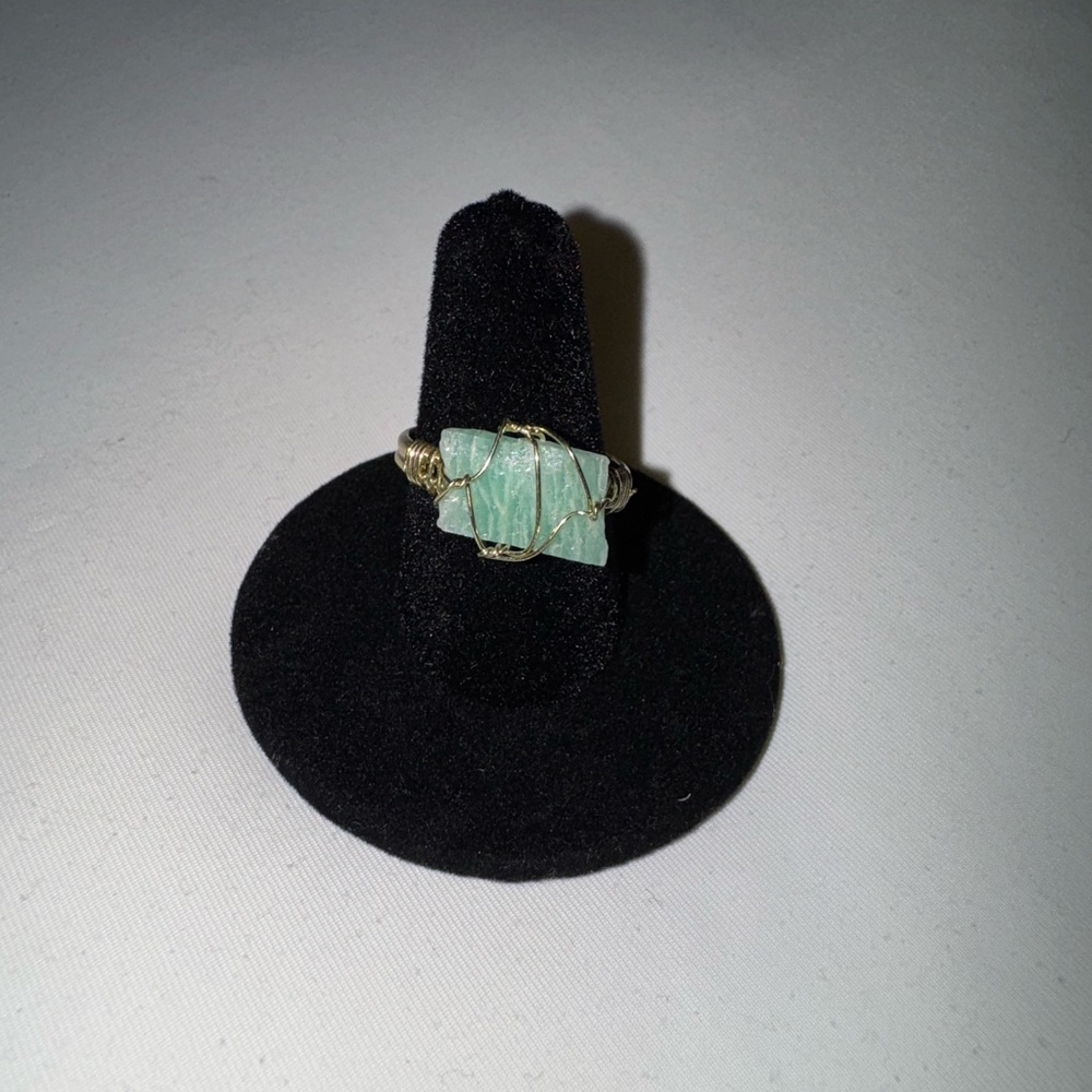 Genuine Raw Amazonite Wired Ring 💍